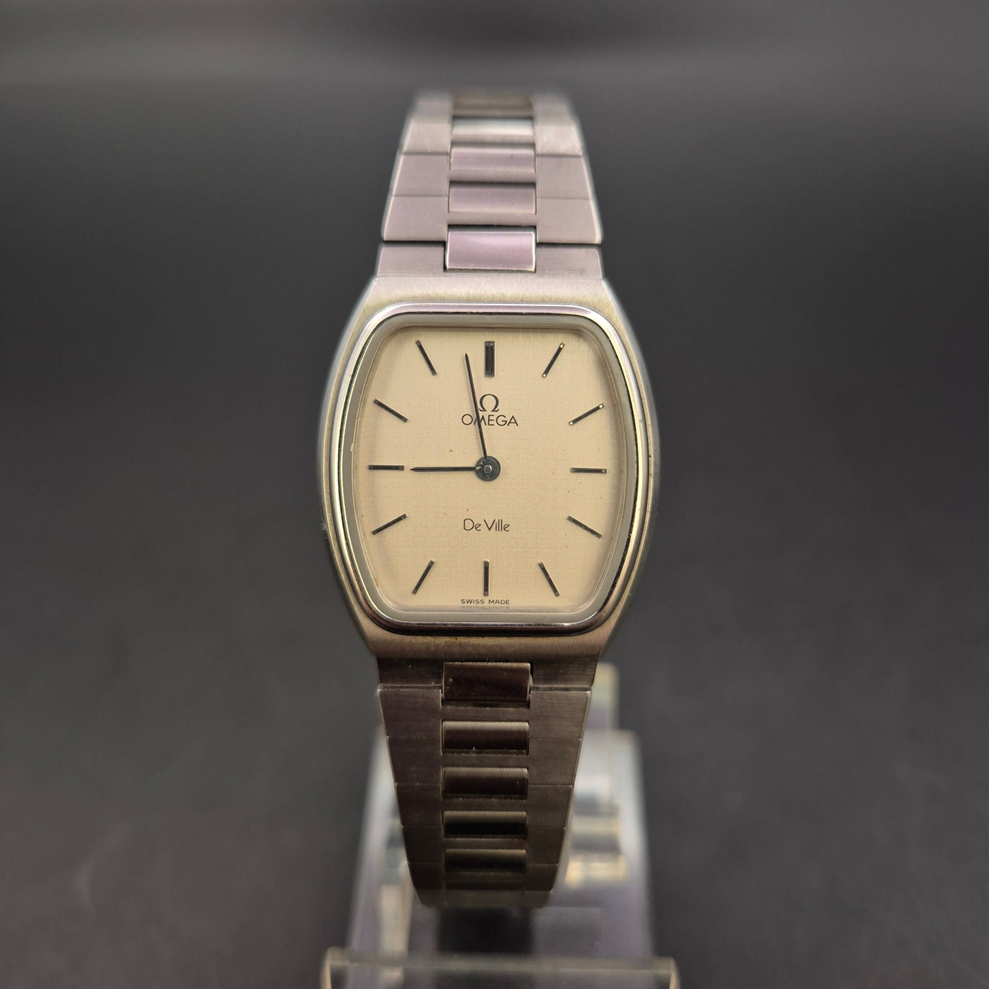 Omega DeVille Quartz – Schlichte Edelstahl-Herren Uhr, Vintage/Alltagsstück