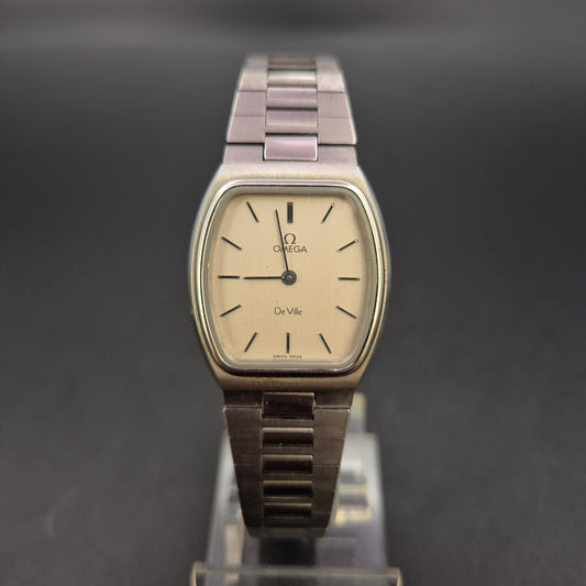 Omega DeVille Quartz – Schlichte Edelstahl-Herren Uhr, Vintage/Alltagsstück
