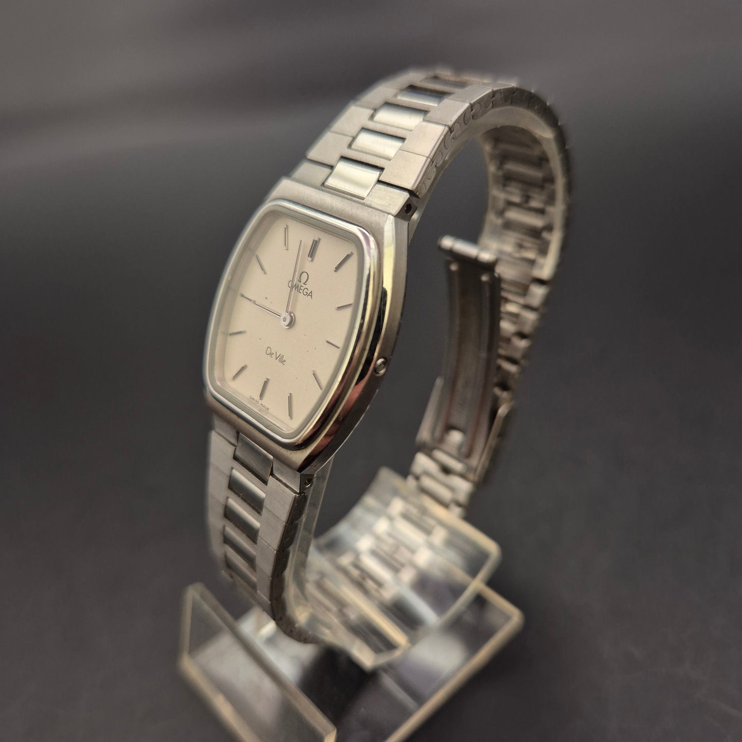 Omega DeVille Quartz – Schlichte Edelstahl-Herren Uhr, Vintage/Alltagsstück
