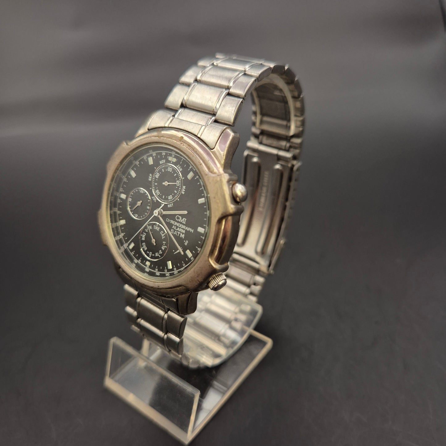 CMI Herren Uhr – Chronograph Edelstahl mit Multifunktion (defekt)