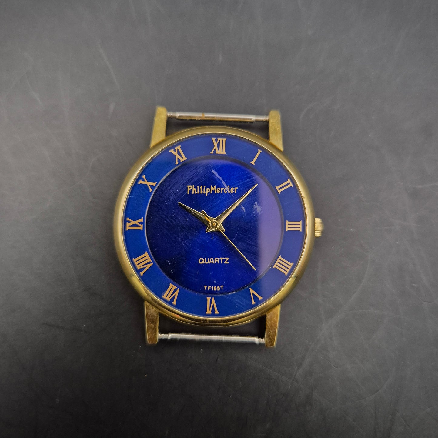 Philip Mercier Herren Uhr – Goldfarbenes Gehäuse mit Blauem Zifferblatt