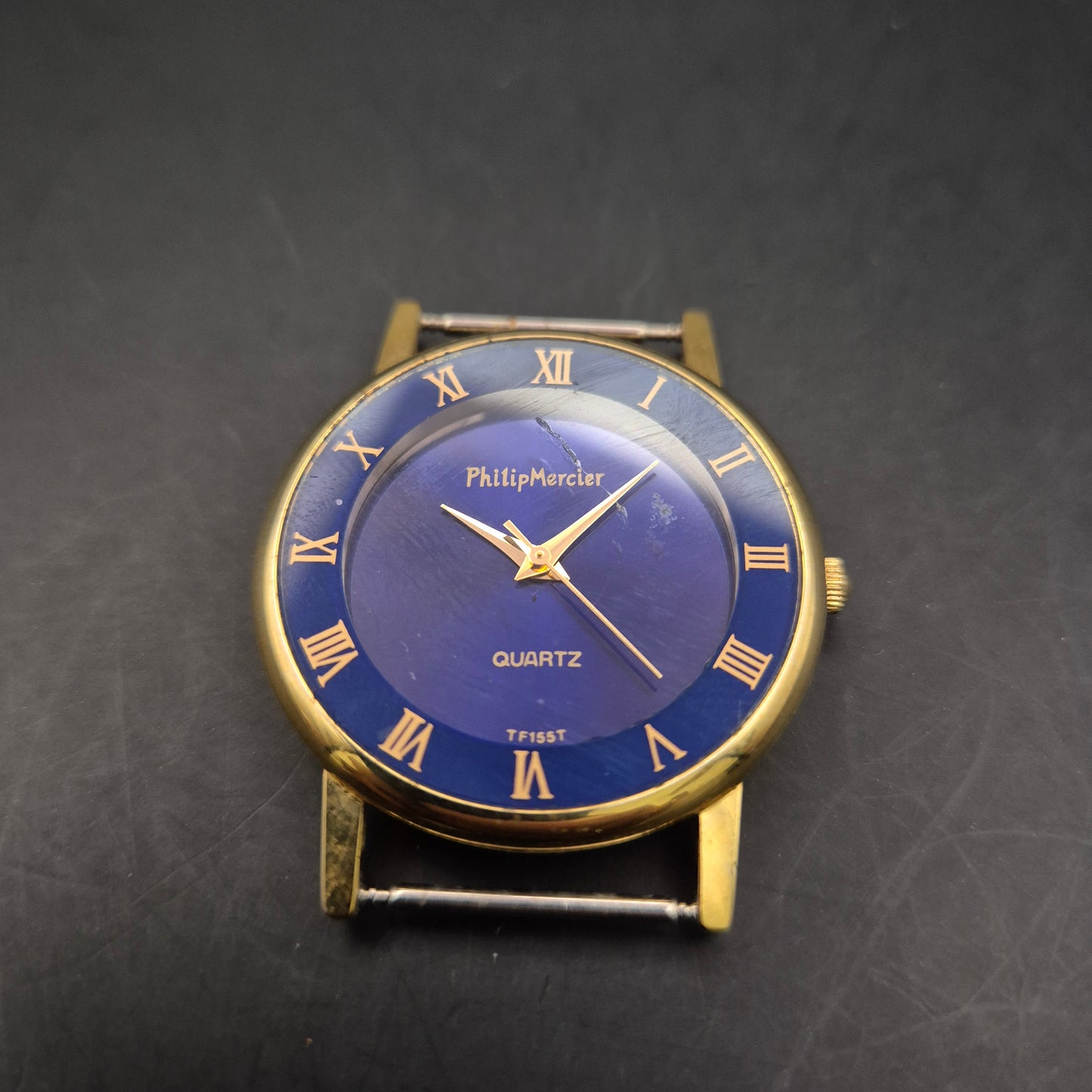 Philip Mercier Herren Uhr – Goldfarbenes Gehäuse mit Blauem Zifferblatt