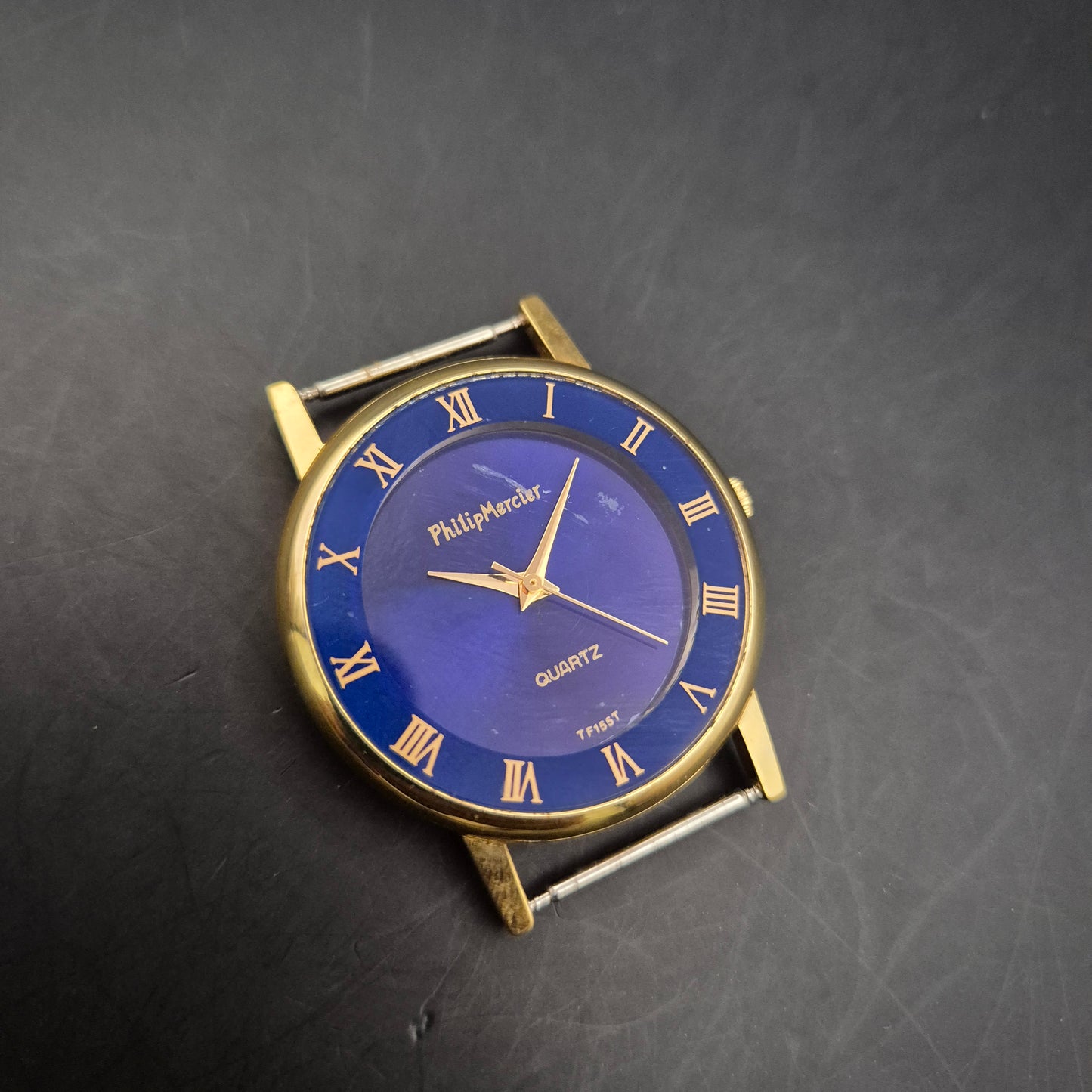 Philip Mercier Herren Uhr – Goldfarbenes Gehäuse mit Blauem Zifferblatt