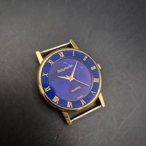 Philip Mercier Herren Uhr – Goldfarbenes Gehäuse mit Blauem Zifferblatt