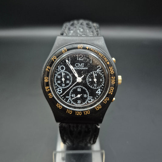 CMI Herren Uhr – Schwarzer Chronograph mit Tachymeter