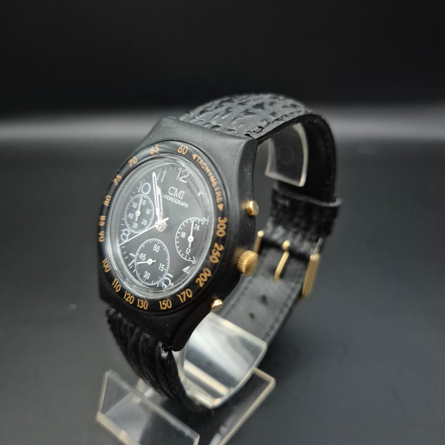 CMI Herren Uhr – Schwarzer Chronograph mit Tachymeter