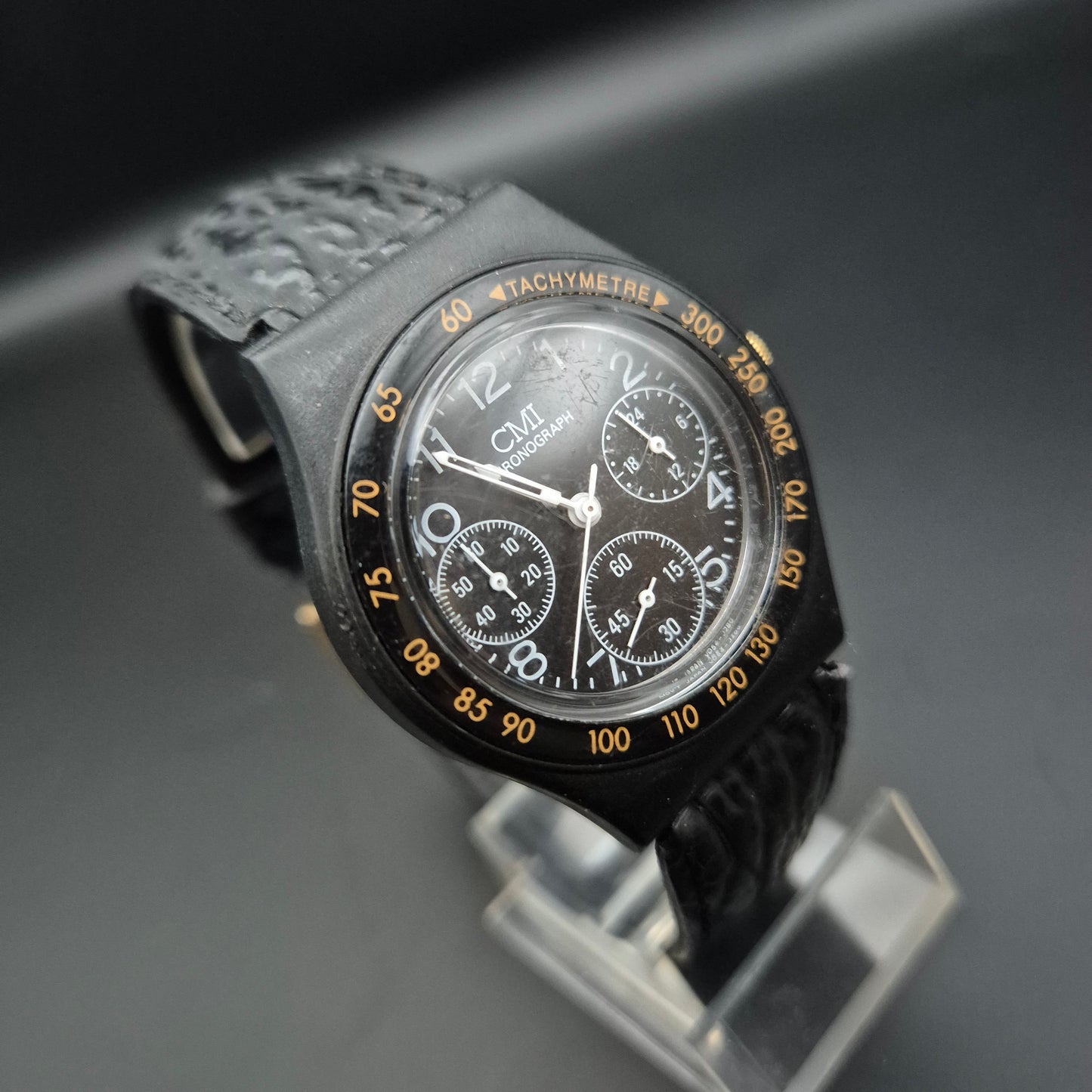 CMI Herren Uhr – Schwarzer Chronograph mit Tachymeter
