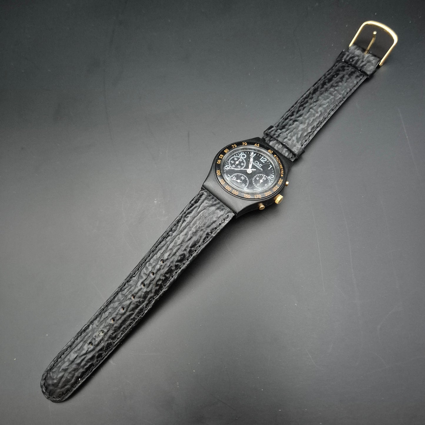 CMI Herren Uhr – Schwarzer Chronograph mit Tachymeter