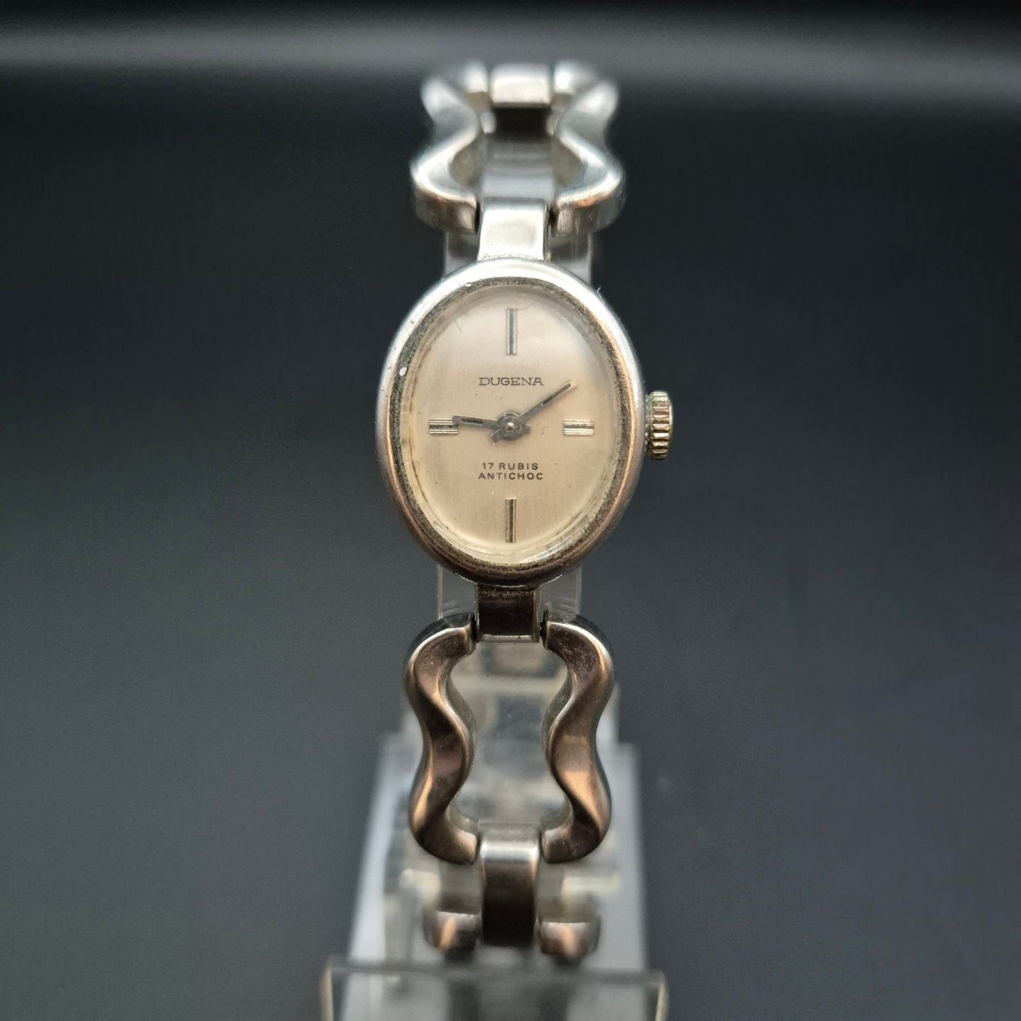 Dugena Damen Uhr – Vintage Handaufzug mit 835er Silberarmband (defekt)