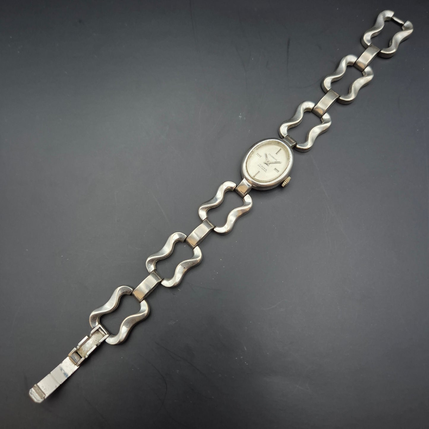 Dugena Damen Uhr – Vintage Handaufzug mit 835er Silberarmband (defekt)