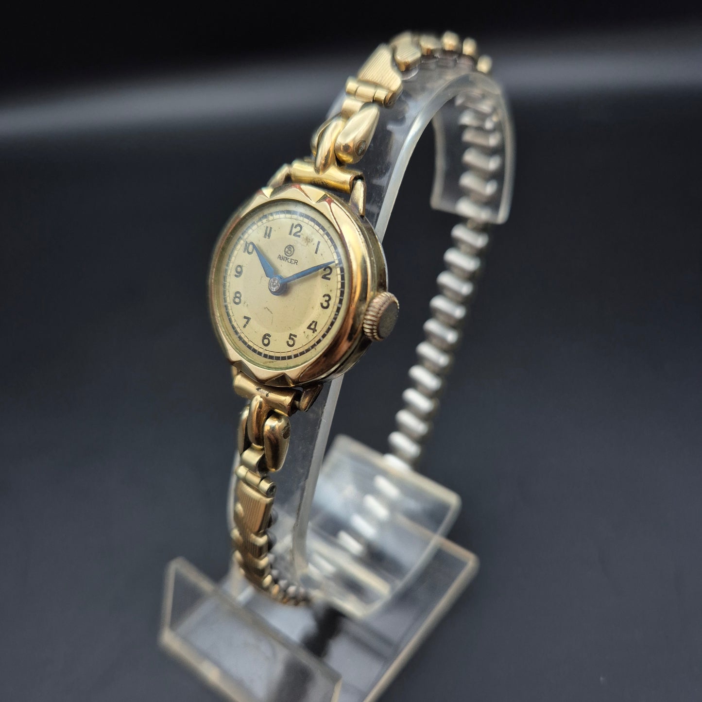 Vintage Anker Damen Uhr – Handaufzug mit Goldfarbenem Gehäuse