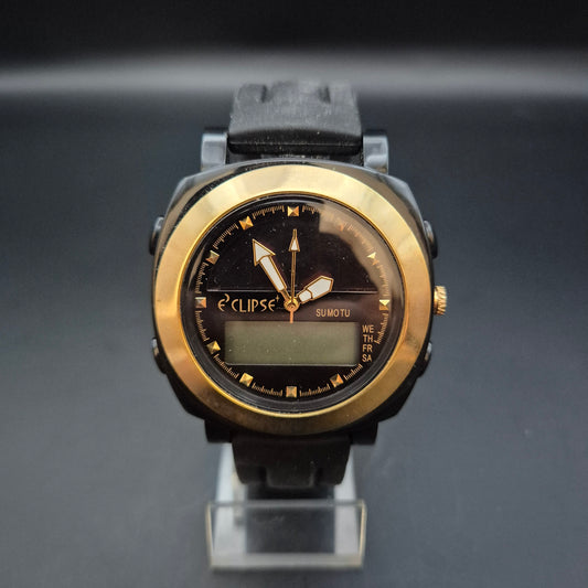 Sportliche Eclipse Sumotu Uhr – Analog-Digital mit Goldakzenten