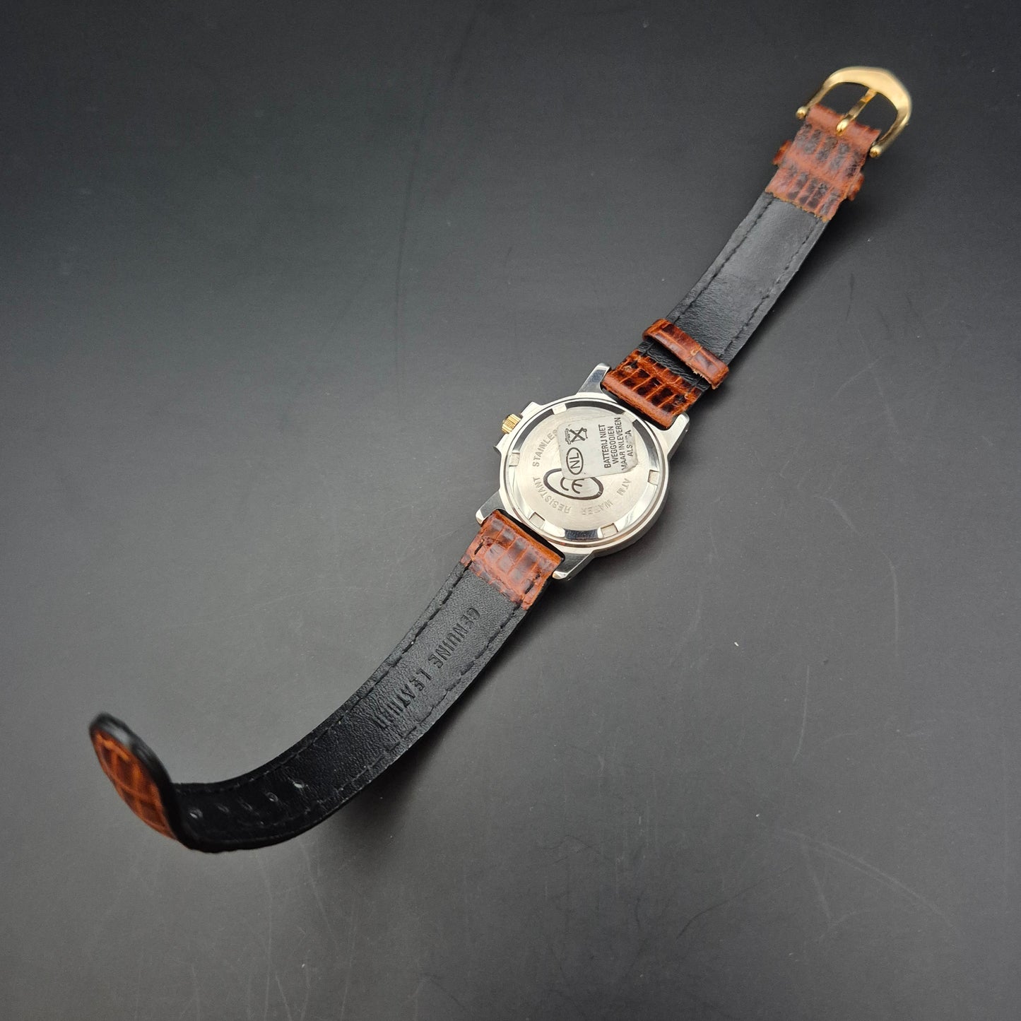 Elegante Indus Unisex Uhr – Bicolor Design mit Kroko-Lederarmband