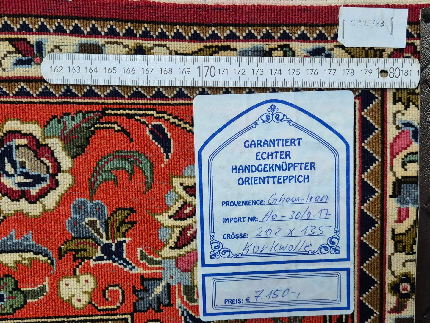 Ghom Teppich Korkwolle Medaillon feine Blumenornamente