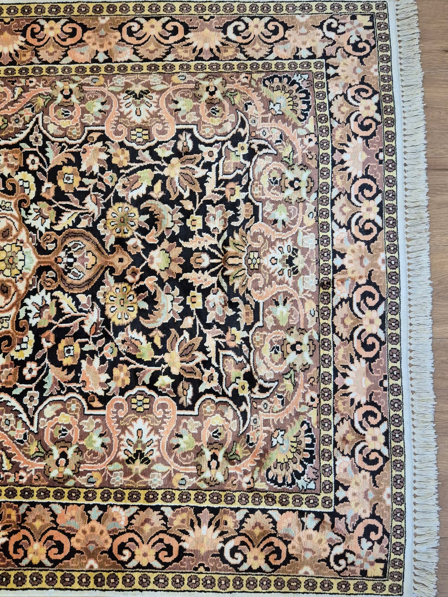 Kashmir Teppich Seide Medaillon feine Knüpfung