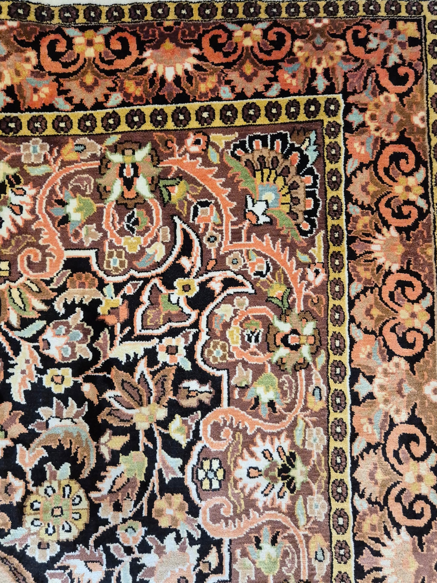 Kashmir Teppich Seide Medaillon feine Knüpfung