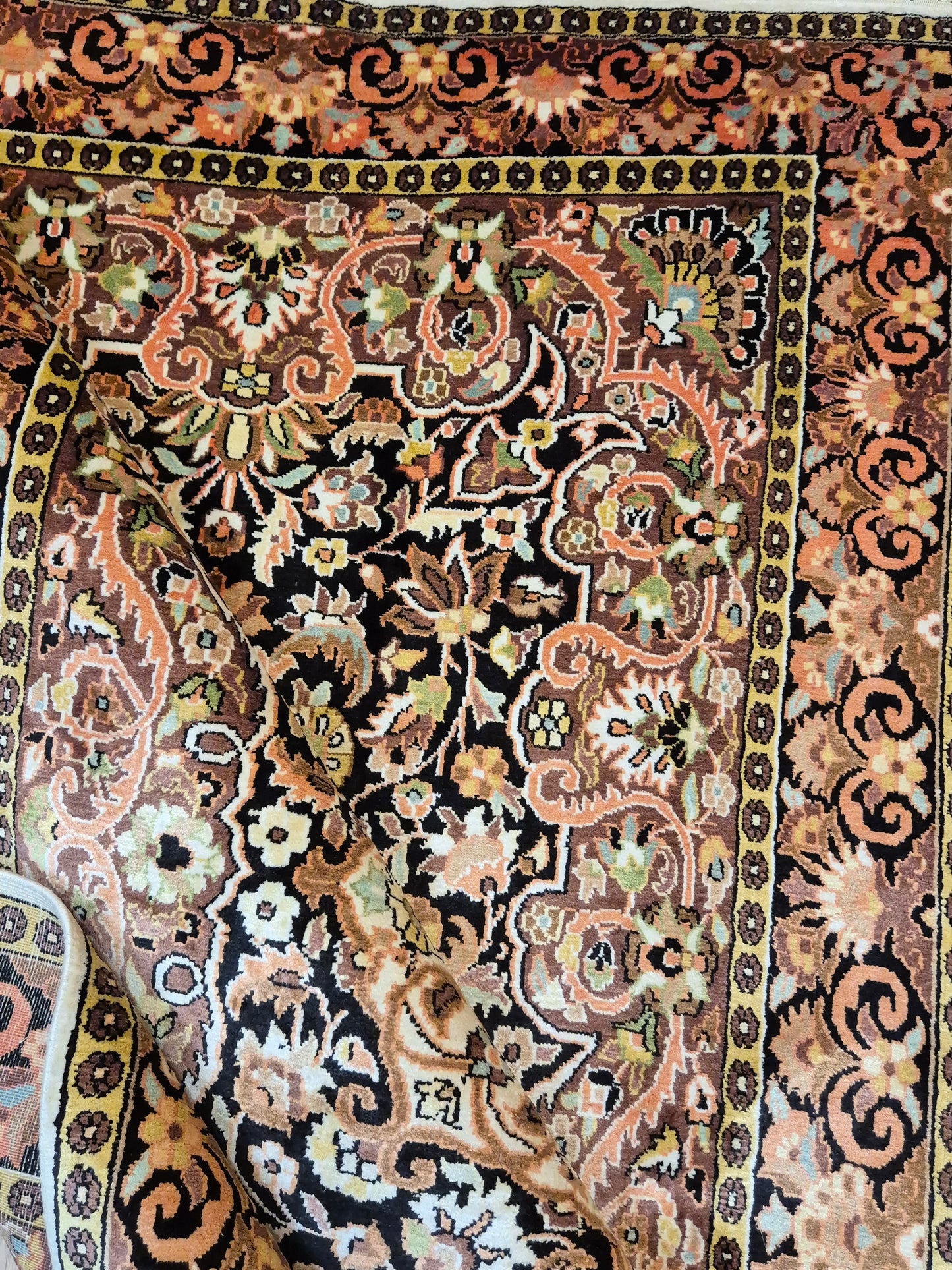 Kashmir Teppich Seide Medaillon feine Knüpfung