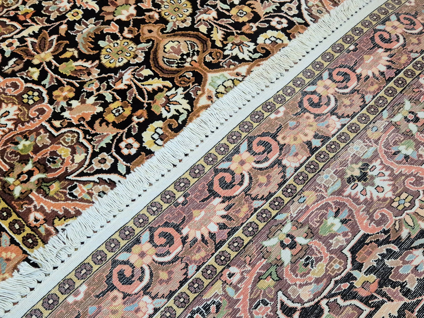 Kashmir Teppich Seide Medaillon feine Knüpfung