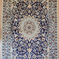 Nain Teppich Wolle mit Seide Medaillon Blau fein