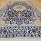Nain Teppich Wolle mit Seide Medaillon Blau fein