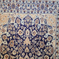 Nain Teppich Wolle mit Seide Medaillon Blau fein