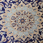Nain Teppich Wolle mit Seide Medaillon Blau fein