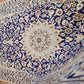 Nain Teppich Wolle mit Seide Medaillon Blau fein