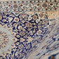 Nain Teppich Wolle mit Seide Medaillon Blau fein