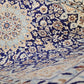 Nain Teppich Wolle mit Seide Medaillon Blau fein