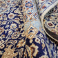 Nain Teppich Wolle mit Seide Medaillon Blau fein