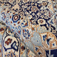 Nain Teppich Wolle mit Seide Medaillon Blau fein