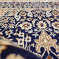Nain Teppich Wolle mit Seide Medaillon Blau fein