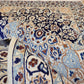 Nain Teppich Wolle mit Seide Medaillon Blau fein