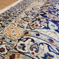 Nain Teppich Wolle mit Seide Medaillon Blau fein