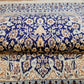 Nain Teppich Wolle mit Seide Medaillon Blau fein