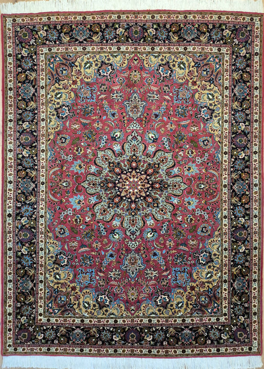 Täbriz Teppich Korkwolle mit Seide Medaillon feine Knüpfung