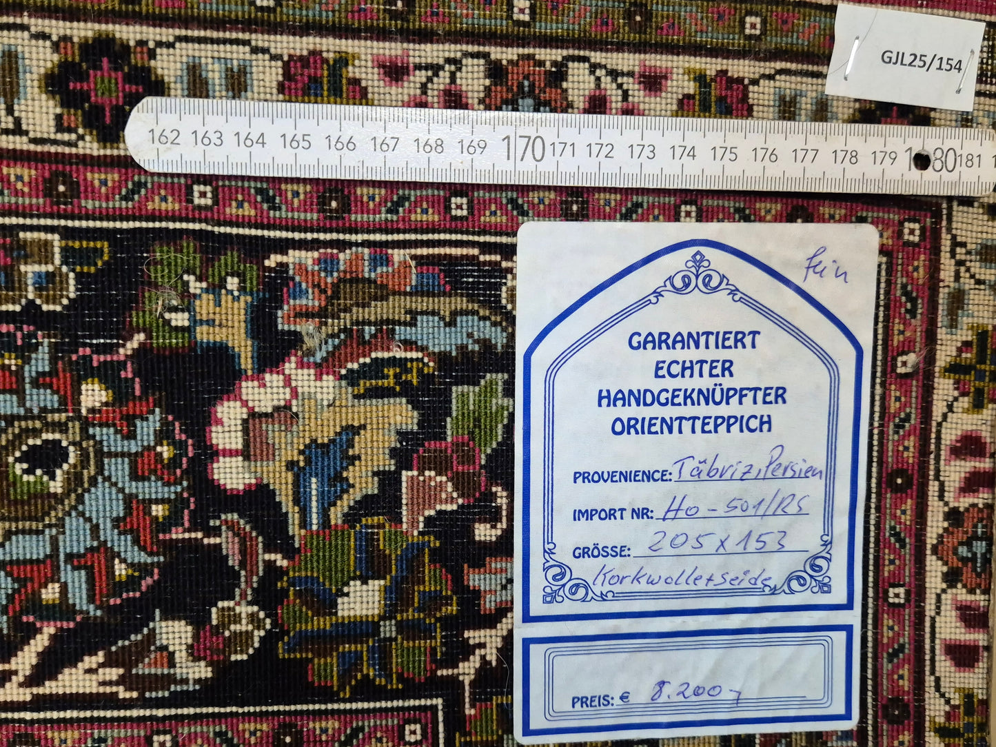 Täbriz Teppich Korkwolle mit Seide Medaillon feine Knüpfung