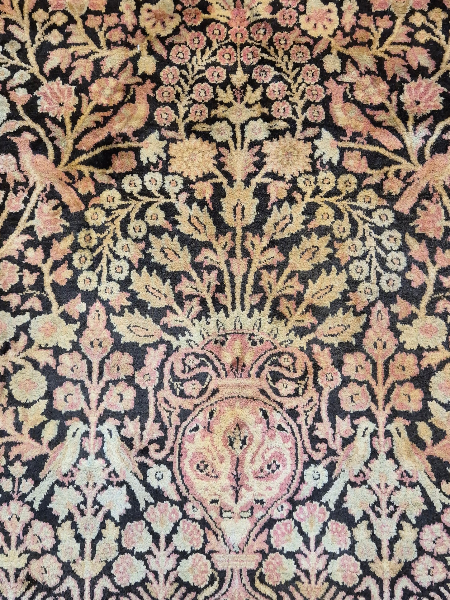 Kashmir Seidenteppich Lebensbaum florales Design feine Knüpfung