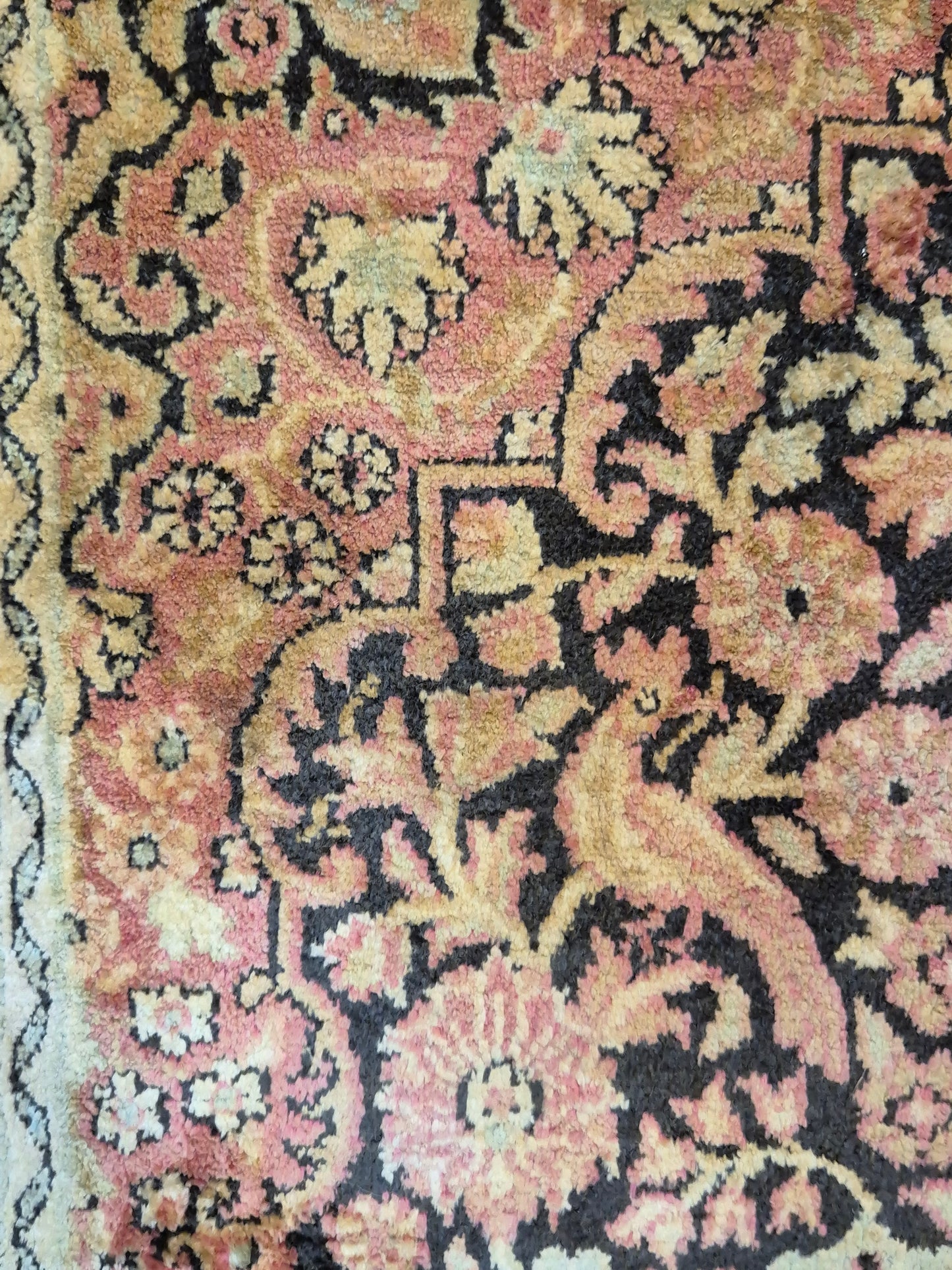 Kashmir Seidenteppich Lebensbaum florales Design feine Knüpfung