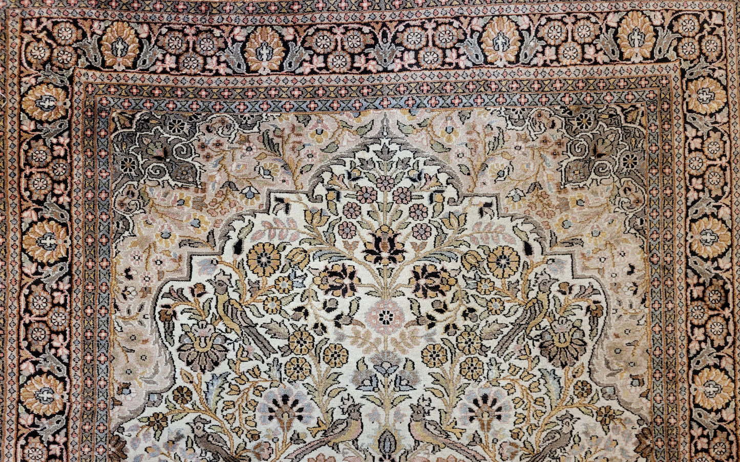 Kaschmir Teppich Seide feine Handknüpfung Lebensbaum Vase Design