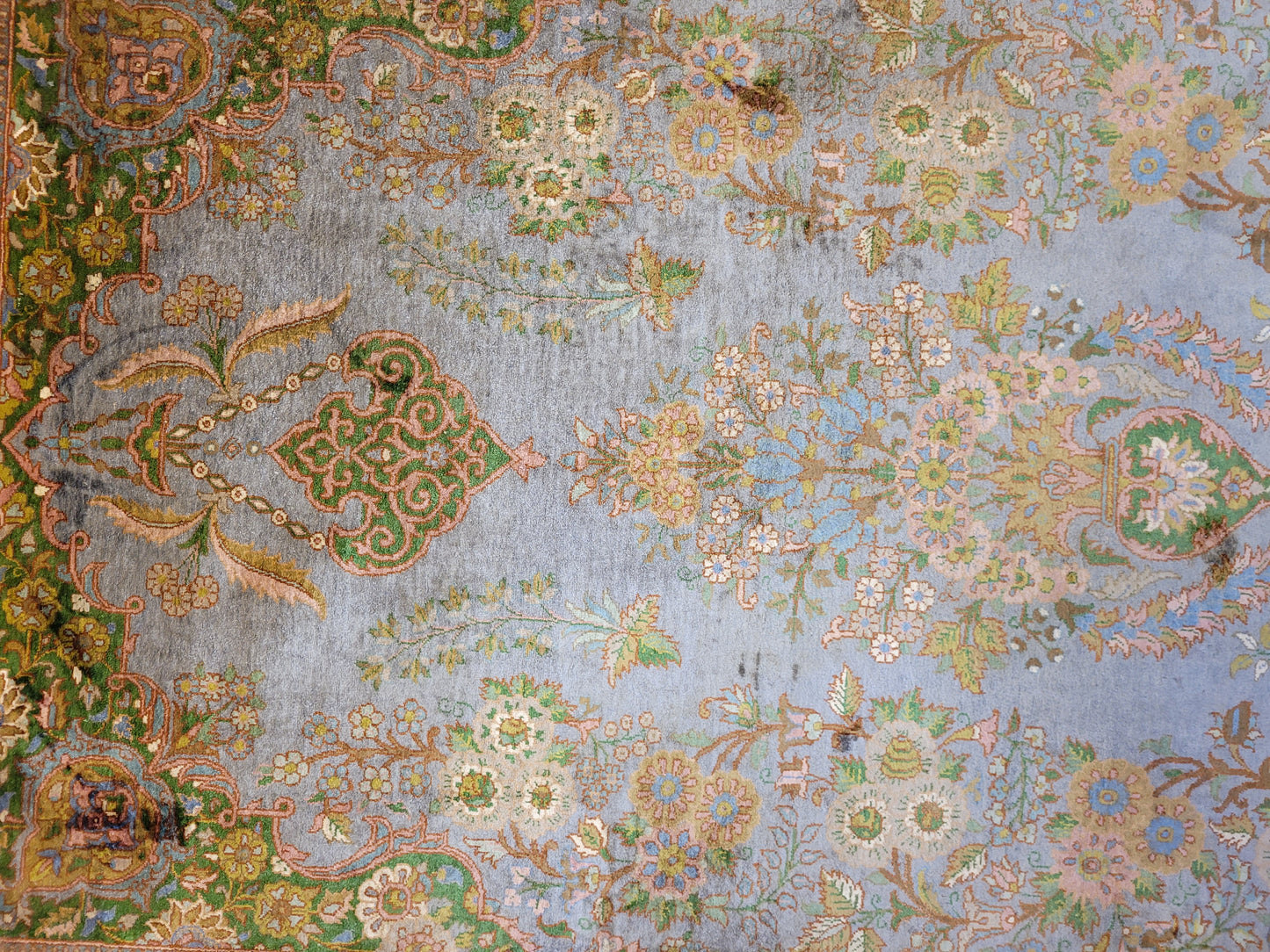 Kaschmir Teppich Naturseide feine Handknüpfung florales Design