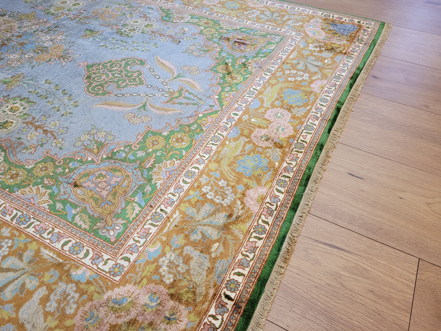 Kaschmir Teppich Naturseide feine Handknüpfung florales Design