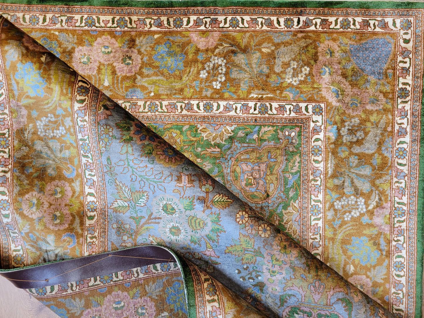 Kaschmir Teppich Naturseide feine Handknüpfung florales Design