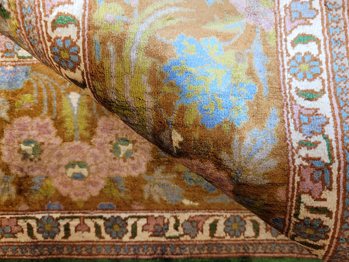 Kaschmir Teppich Naturseide feine Handknüpfung florales Design