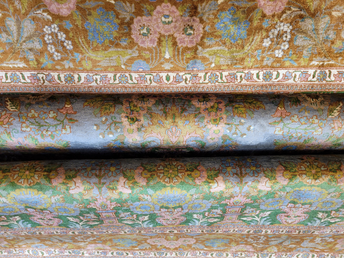 Kaschmir Teppich Naturseide feine Handknüpfung florales Design