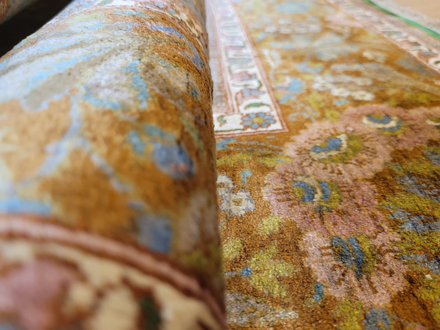 Kaschmir Teppich Naturseide feine Handknüpfung florales Design