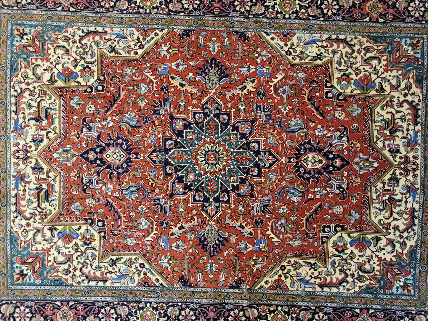 Täbriz Teppich Korkwolle auf Seide feine Handknüpfung Medaillon