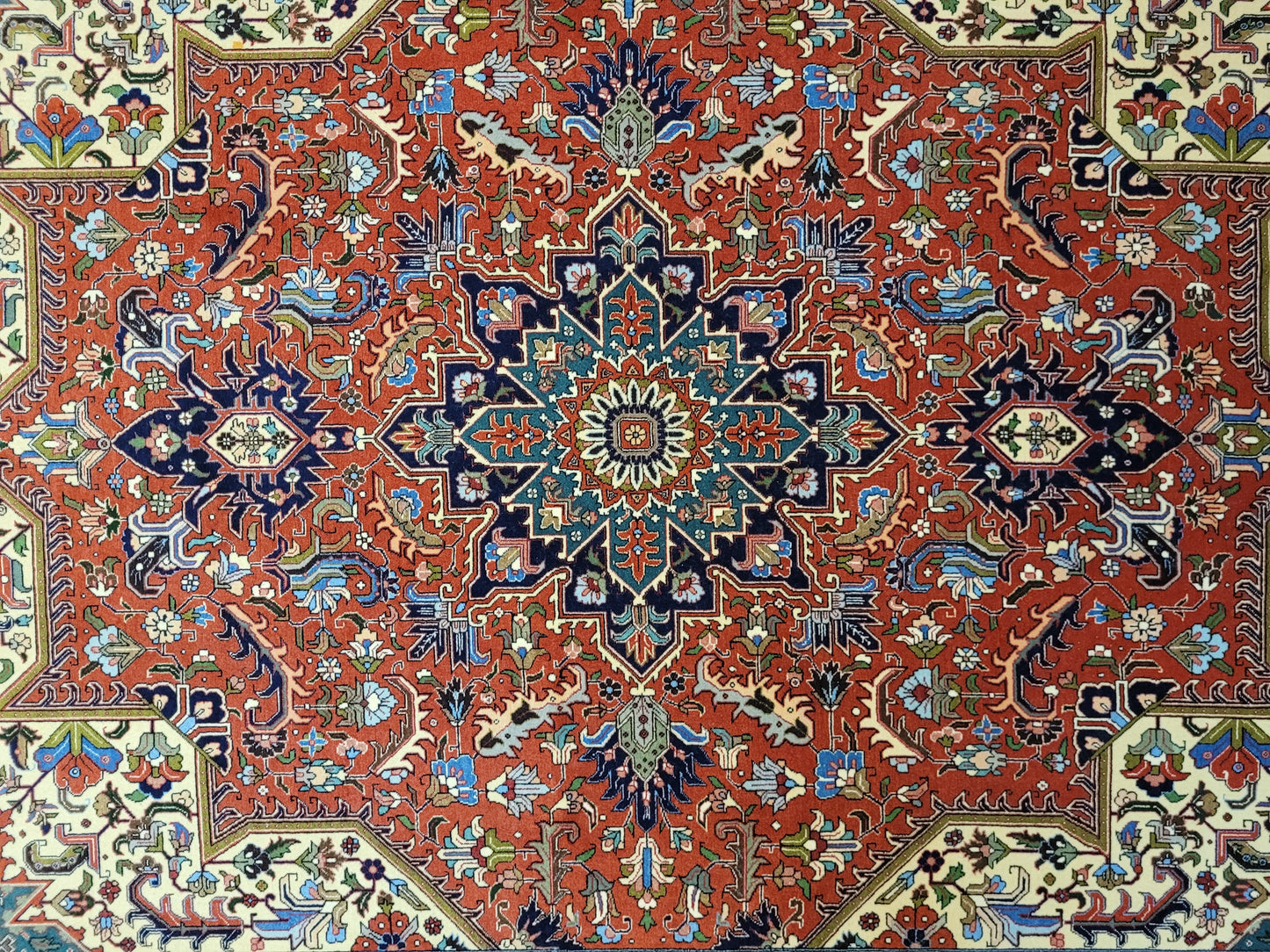 Täbriz Teppich Korkwolle auf Seide feine Handknüpfung Medaillon