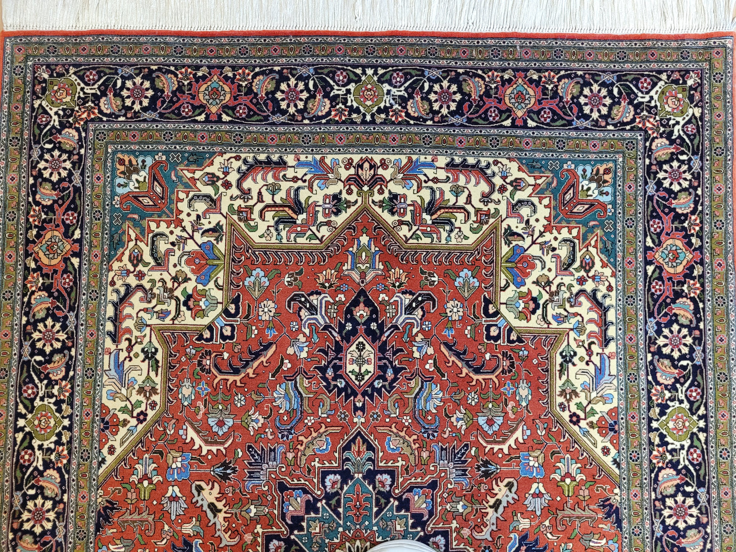 Täbriz Teppich Korkwolle auf Seide feine Handknüpfung Medaillon