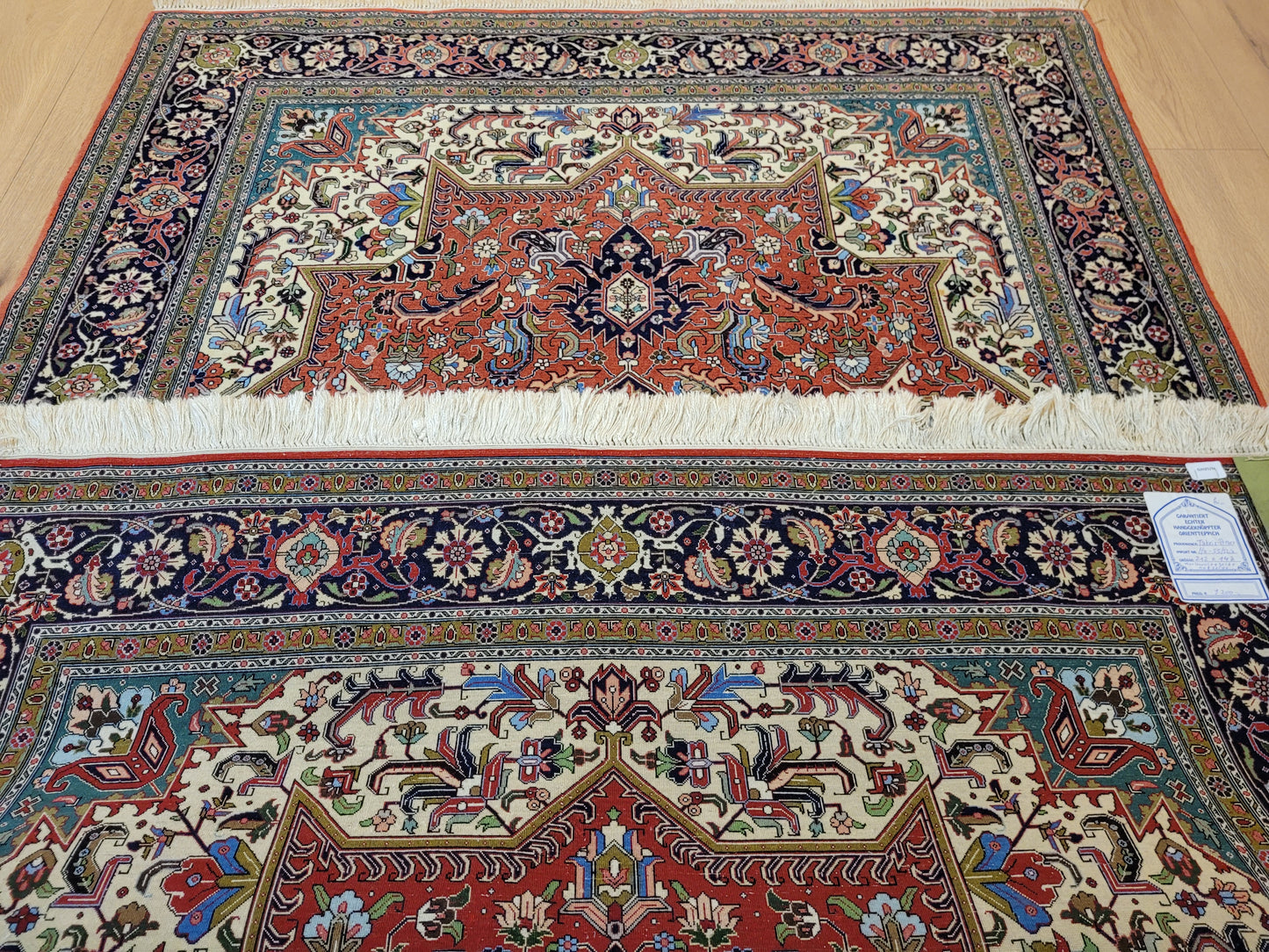 Täbriz Teppich Korkwolle auf Seide feine Handknüpfung Medaillon